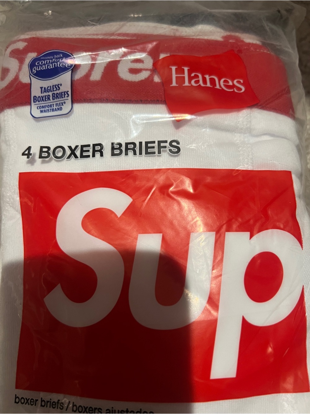 Hanes x Supreme White Boxer Briefs - Red Logo 4 Pack- NWT